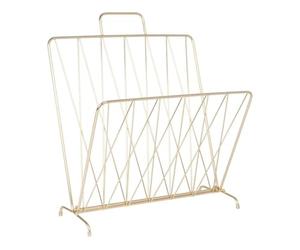 Present Time Magazine rack Diamond Raster metal gold plated