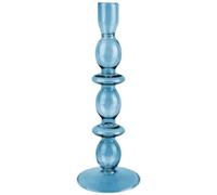 Present Time PT Candle Holder Glass Art Bubbles Large Dark Blue