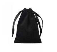 Present Wrapping Bag,Drawstring Storage Bag, Pack of 2, 22 x 25 cm Fabric Pouch, Velvet Bag, Gift Bag, Jewellery Bag with Drawstring, Storage Bag for Wedding, Party, Christening, Communion(Black)