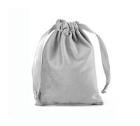 Present Wrapping Bag,Drawstring Storage Bag, Pack of 2, 22 x 25 cm Fabric Pouch, Velvet Bag, Gift Bag, Jewellery Bag with Drawstring, Storage Bag for Wedding, Party, Christening, Communion(Gray)