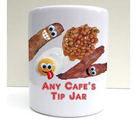 PRESENT2FUTURE PERSONALISED CAFE DINER TIP JAR PRINT CERAMIC MONEYBOX SAVINGS FUND