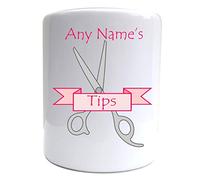 PRESENT2FUTURE PERSONALISED HAIRDRESSERS SCISSORS TIP POT TIP JAR PRINT CERAMIC MONEYBOX SAVINGS FUND