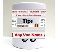 PRESENT2FUTURE PERSONALISED KEBAB VAN TAKEAWAY TIP POT TIP JAR PRINT CERAMIC MONEYBOX SAVINGS FUND
