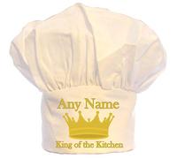 PRESENT2FUTURE PERSONALISED KING OF THE KITCHEN CROWN CHEFS HAT 100% POLYESTER