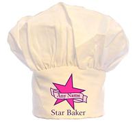 PRESENT2FUTURE PERSONALISED STAR BAKER SCROLL CHEFS HAT 100% POLYESTER