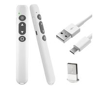 Presentation Clicker for PowerPoint 100M/328FT, 2.4GHz Hyperlink Wireless Pointer with USB Receiver, Rechargeable Presenter Remote for Mac/Win Laptop PC, PPT Slide Advancer for Office Class