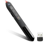 Presentation Clicker USB 2.4GHz Wireless Presenter Remote with USB Receiver, PPT Clicker Slide Advancer & Laser Pointer, Hyperlink & Volume Control, Black for Teachers, Classrooms & Meetings