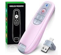 Presentation Clicker Wireless Presenter Remote Clicker, USB C PowerPoint Clicker for Presentation with Pointer, RF 2.4GHz Computer Pointer Clicker Slide Advancer for Google Slides,Mac,Laptop, Pink