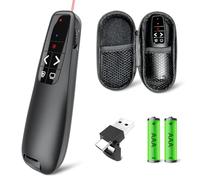 Presentation Clicker with Case Storage: Wireless Presenter Remote: Red Laser Pointer Computer Clickers, USB C PowerPoint PPT Clicker for Mac Laptop, Slideshow Google Slide Advancer
