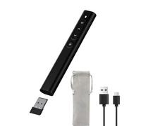 Presentation Clickers, Wireless Presenter, Rechargeable USB Page Turning Pen, 2.4GHz Hyperlink Volume Remote Presentation Pointer, Slide Advancer for Computer Laptop PPT (Black)