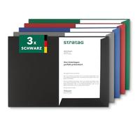 Presentation Folder A4 in Black (Pack of 3) - Very Sturdy 350 g/m² Natural Cardboard - Direct from The Manufacturer STRATAG - Versatile for Your Offers, Exposes, Projects or Annual Reports
