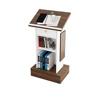 Presentation Lectern, Tilt Table Top with Drawer Training Podium, Suitable for Restaurant Church Classroom Wedding Home School/White / 60x45x120cm