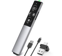 Presenter, 2 in 1 USB and Type-C Receiver Pointer for Presentations, 2.4 GHz Rechargeable Wireless Presenter with Window Switching / Hyperlink for Windows/Mac/ISO/Linux/Android/PowerPoint