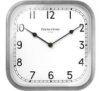 Presentime & Co 10" Anton Modern Square Wall Clock, Silent No Ticking, Mantel & Desk Clock, Modern Silver Color