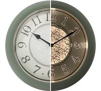 PRESENTIME & Co. 12.6" Illuminated Farmhouse Wall Clock, Silent Battery Operated Night Light Wall Clock with Smart LED Sensor for Living Room, Bathroom, Kitchen, Home Office, Sage Green