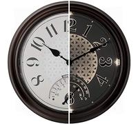 PRESENTIME & Co 14" Indoor/Outdoor Luminous Wall Clock with Thermometer, Weather Thermometer- Oil Rubbed Bronze Finish, Bright Warm Light Farmhouse Series