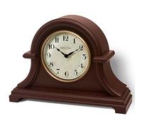 Presentime & Co. Mantel Clock Vintage Farmhouse Series, Napoleon Desk & Shelf Clock, 13 x 10 inch, Domed Lens, Quartz Movement, ABS Plastic Case, Walnut Brown Finish (Home/Tabletop Decoration)