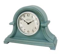 PRESENTIME & Co. Vintage Farmhouse Mantel Clock Series, Napoleon Desk & Shelf Clock, 13 x 10 inch, Domed Lens, Quartz Movement, Aged Teal Finish (Home Decoration/Tabletop Decoration)