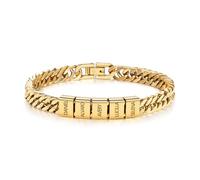 Presentimental Personalised Cuban Link Mens Bracelet Engraved 1-6 Names Father's Day Gift for Dad Grandpa Christmas Valentines Gifts for Men (Gold-5 name)