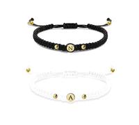 Presentimental Personalised Leather Bracelets For Couples Bracelet with Name Letter Gifts for Men Women Valentine's Day Christmas Birthday Gift (Set#1)