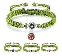 Presentimental Personalised Photo Bracelet - Projection Bracelets with Picture inside - Memorial Gifts for Women Men Couple Friends (green)
