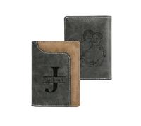 Presentimental Personalized Men's Wallet with Name Letter Photo - Leather Wallet with Card Holder - Gift for Men Father's Day Christmas Anniversary