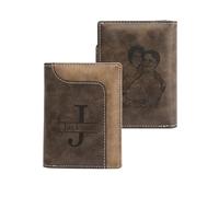 Presentimental Personalized Men's Wallet with Name Letter Photo - Leather Wallet with Card Holder - Gift for Men Father's Day Christmas Anniversary