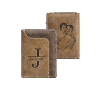 Presentimental Personalized Men's Wallet with Name Letter Photo - Leather Wallet with Card Holder - Gift for Men Father's Day Christmas Anniversary