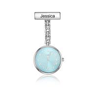 Presentimental Personalized Set of Nurse Fob Watch Digital Quartz Paramedics Pocket Watches with Name Engraved Clip-on Brooch Nurse Watch Luminou Watch Needles Personalised Birthday Gift （Blue-2）