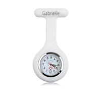 Presentimental Personalized Set of Nurse Fob Watch Digital Quartz Paramedics Pocket Watches with Name Engraved Clip-on Brooch Nurse Watch Luminou Watch Needles Personalised Birthday Gift(White)