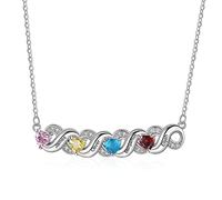 Presentimental Women's Necklace with 2-7 Names Custom Necklace 925 Silver 12 Birthstones Personalised Infinity Gem Necklace Mum&Daughter pendant Personalized Gifts for Women Mum Nana（4 name