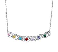 Presentimental Women's Necklace with 2-7 Names Custom Necklace 925 Silver 12 Birthstones Personalised Infinity Gem Necklace Mum&Daughter Pendant Personalized Gifts for Women Mum Nana（7 Name