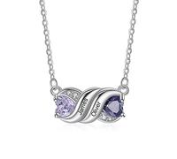 Presentimental Women's Necklace with 2-7 Names Custom Necklace 925 Silver 12 Birthstones Personalised Infinity Gem Necklace Mum&Daughter Pendant Personalized Gifts for Women Mum Nana（2 Name