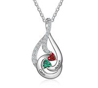 Presentimental Women's Pendant with 2-4 Names Engraved 925 Sterling Silver Personalised Necklace for Women Custom Necklace with 12 Birthstones Personalised Jewelry Gift for Mother Daughter(2 Names)