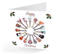 Presenting Perfection Guitars Christmas Card, Premium White, 14.5 x 14.5 cm, Electric Guitar Design Theme, British Made, Recyclable Christmas Greeting Card