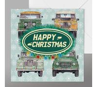Presenting Perfection Land Rover Christmas Card, Premium green, 14.5 x 14.5 cm, Automotive Design Theme, British Made, Recyclable