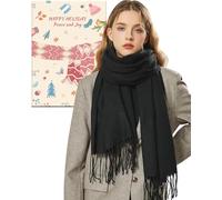 Presents for Women Mum Ladies Scarf: Winter Cozy Useful Gifts for Women, Soft Thermal Cotton Black Scarf for Women Ladies Scarves Shawls Wraps for Women UK, Women Mum Wife Her Gift Ideas for Christmas