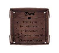 Presents Valet Tray,Gifts for Dad Stepdad Birthday Christmas from Daughter Son,Gift for Daddy Present Bedside Nightstand Organiser PU Leather Tray for Men's Accessories