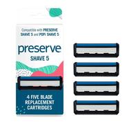Preserve Five Blade Replacement Cartridges, Wave Edition, for Shave Five Recycled Razor, 4 Count