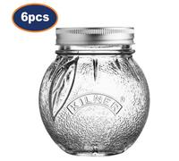 Preserve Jar 400Ml Glass Orange Fruit Shaped Airtight Container Jam Storage 6Pcs