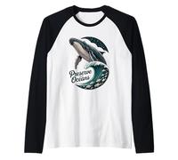 Preserve Our Oceans Whale Wave Sea Life Conservation Raglan Baseball Tee