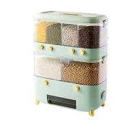 Preserve Rice, Double Grain Dispenser Transparent Rice Bin With Individual Compartments For Storing Red Green Beans Beans and More(Grün)