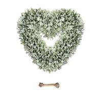 Preserved Boxwood Heart Wreath, Heart Shaped Wreath for Valentine's Day Gift, Artificial Hanging Heart Decorations, Valentines Decorations for Indoor Outdoor Home Wall Window Front Door (White)