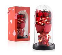 Preserved Flowers Gifts for Her Mom Women, Forever Roses Fresh Flowers for Delivery Prime, Light Up Red Rose in A Glass Dome Valentines Mothers Day Birthday Gifts for Grandma Wife Sister (Red)