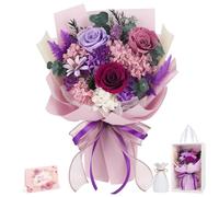 Preserved Flowers Real Purple Roses Forever Bouquet with Vase | Delivery Next Day Prime, Last 3-5 Years, Gifts for Mom Woman Wife Girlfriend, Anniversary Christmas Thanksgiving Gifts,Purple