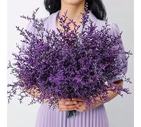Preserved Natural Limonium Bouquet, 25+ Stems Real Fresh Caspia Bellidifolium, Sea Lavender, Baby Breath Flowers, for Wedding Birthday, Home Décor, Valentine’s Day Gift, Rustic Holiday Décor (Purple)