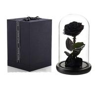 Preserved Real Rose Eternal Rose In Glass Dome Gift For Her Thanksgiving Christmas Valentines Day Birthday Mothers Day (black)