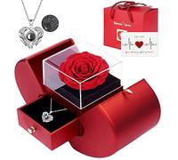 Preserved Real Rose with I Love You Necklace 100 Languages, Gifts for Girlfriend, Women, Mom, Wife, Gifts Idea on Christmas, Valentine's Day, Mother's Day, Birthday, Anniversary, Thanksgiving