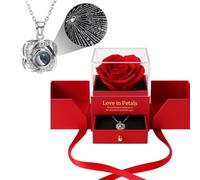 Preserved Red Real Rose with Heart I Love You Necklace - Gifts for Mothers Day, Christmas, Birthday Gifts for Women- Long Lasting Forever Flowers Best Presents for Women (red)