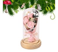 Preserved rose flower, beauty and rose light up, preserved flowering handmade, wrapped in an LED light bar, emitting a soft and warm light. Flowers Art